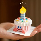 Miniature digital birthday cake building blocks