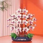 Artificial orchid bonsai and butterfly flower building blocks